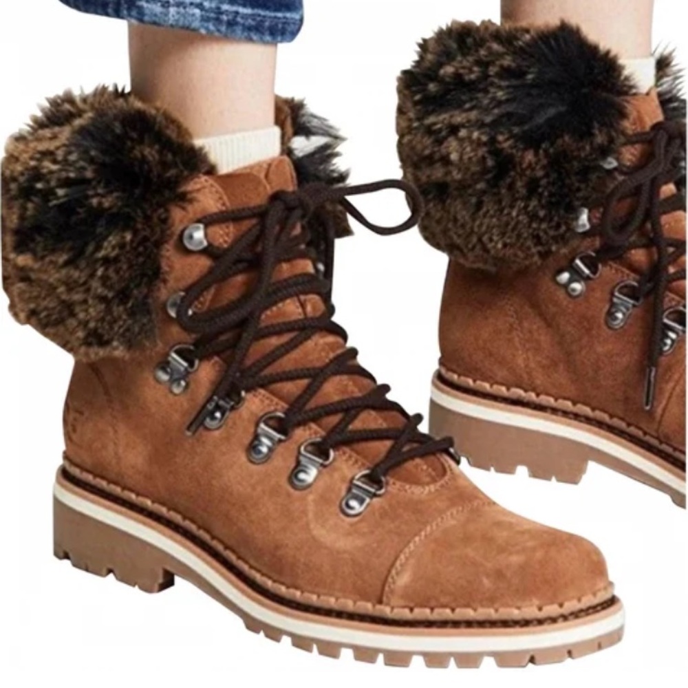 Sam Edelman Suede Booties with Fur Trim - EUC Size 6